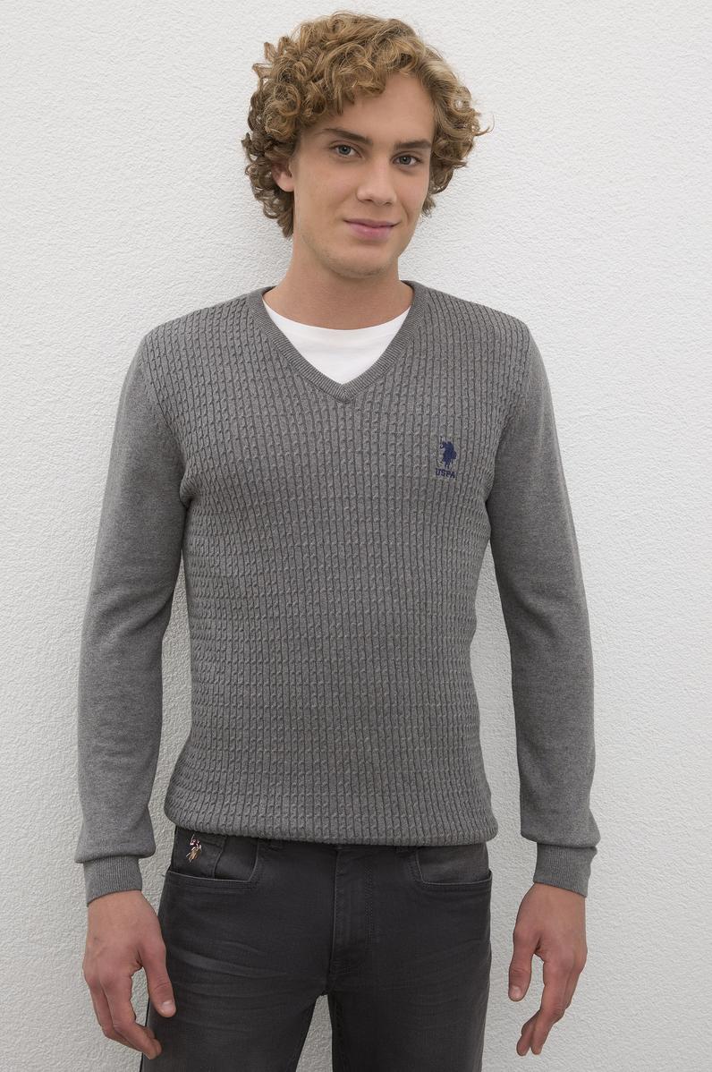 Erkek Gri Melanj Basic Kazak