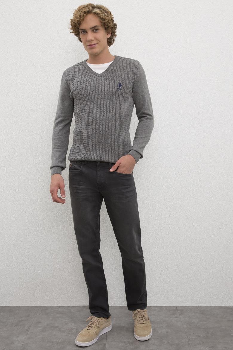 Erkek Gri Melanj Basic Kazak - 50224991057