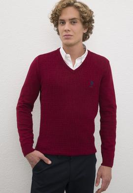 Erkek Bordo Basic Kazak - 50224991065