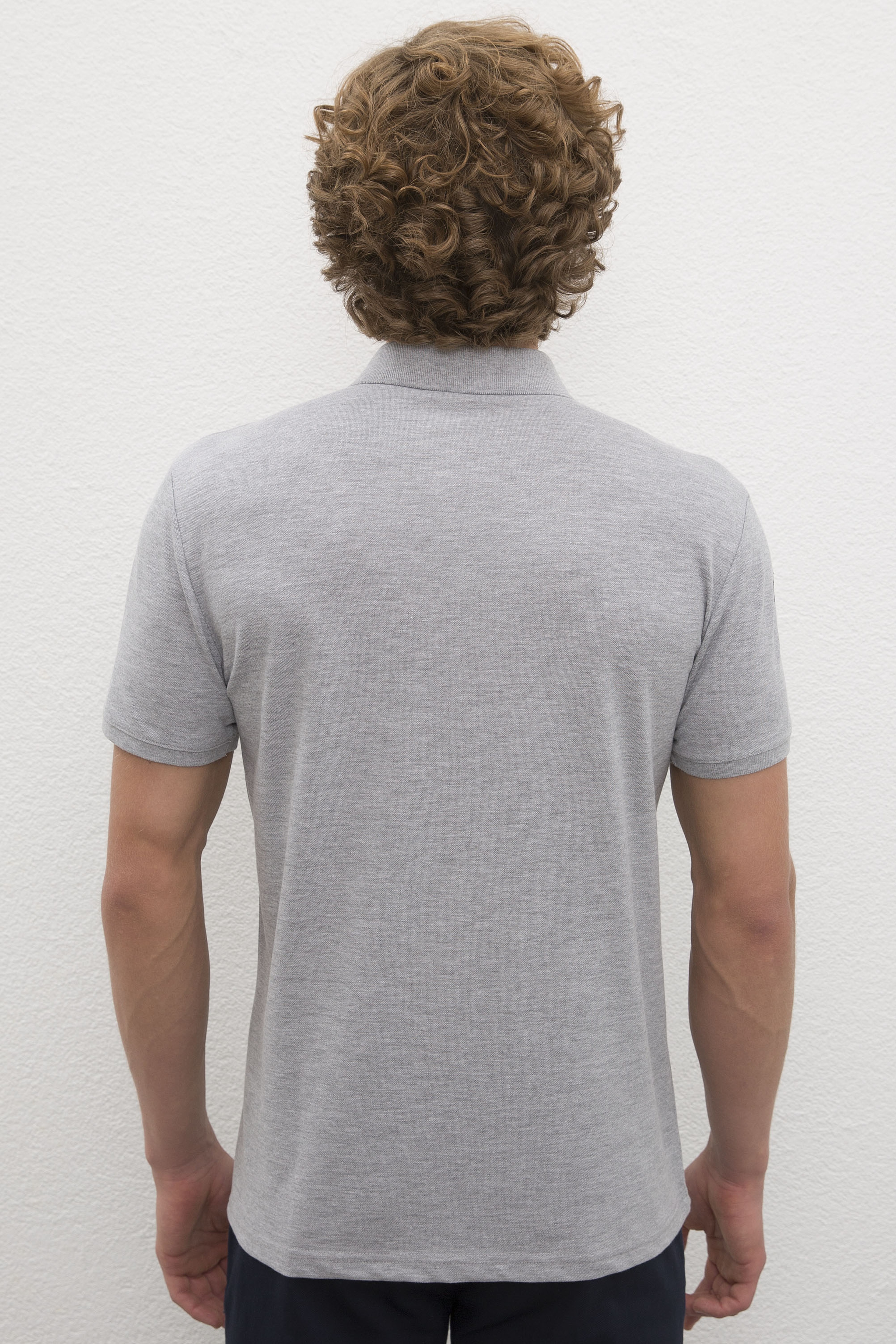 Erkek Gri Melanj Polo Yaka T-Shirt