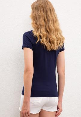 Kadın Lacivert Basic Polo Yaka Tişört - 50222743040