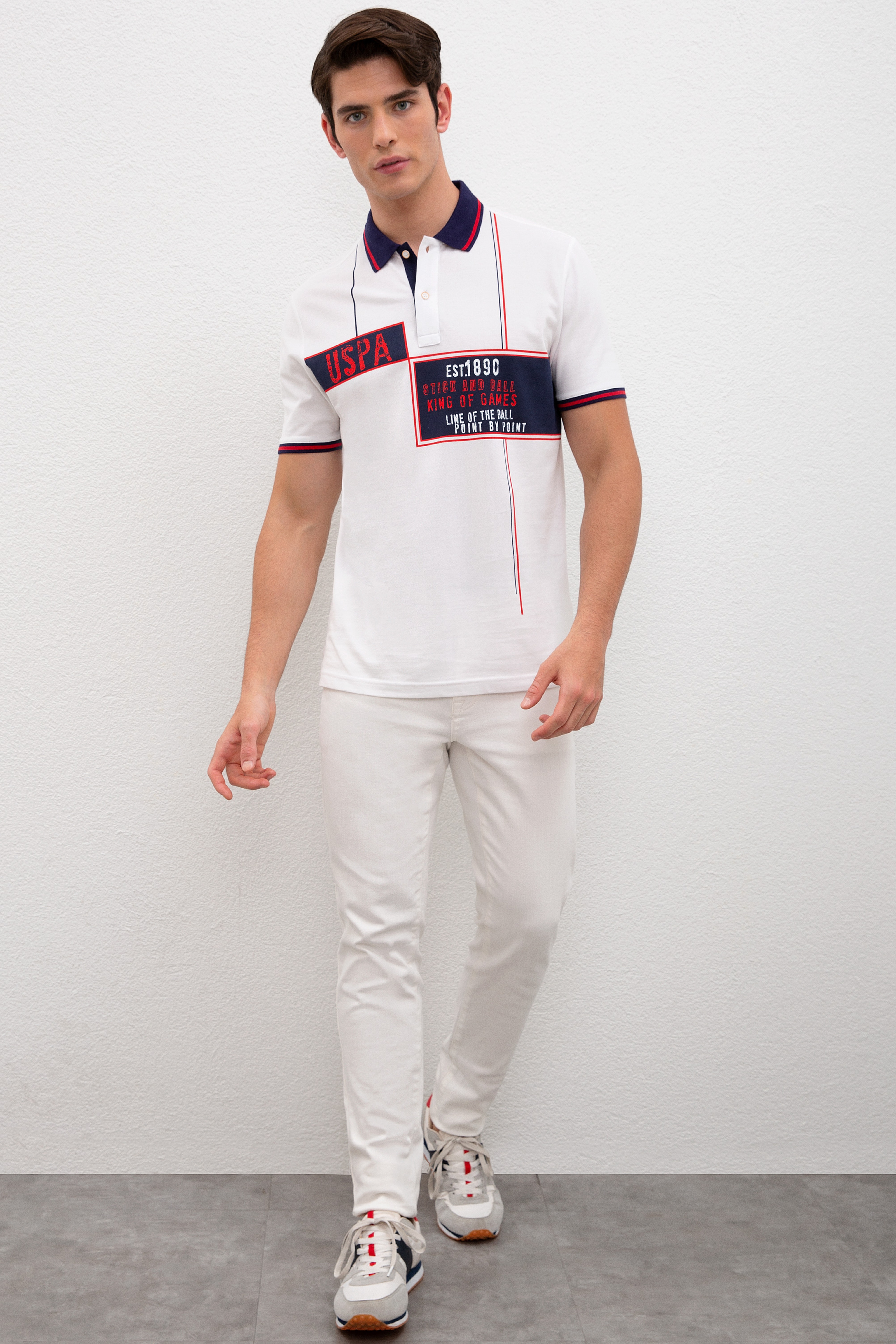 Erkek Beyaz Polo Yaka T-Shirt