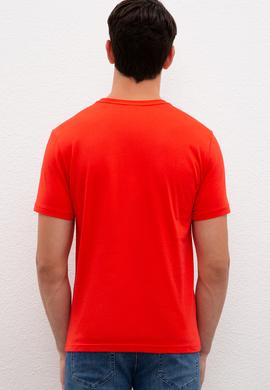 Erkek Açık Kırmızı Bisiklet Yaka T-Shirt - 50217940039