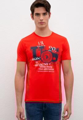 Erkek Açık Kırmızı Bisiklet Yaka T-Shirt - 50217940039