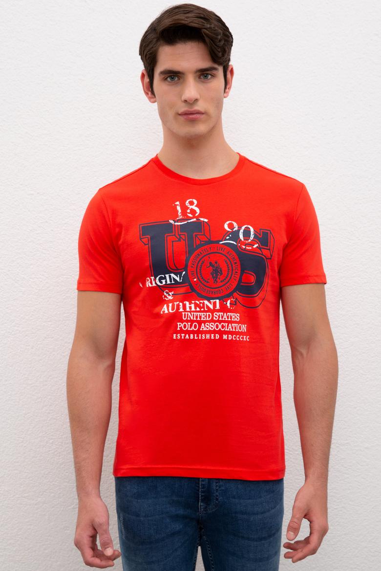 Erkek Açık Kırmızı Bisiklet Yaka T-Shirt