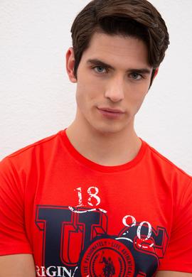 Erkek Açık Kırmızı Bisiklet Yaka T-Shirt - 50217940039