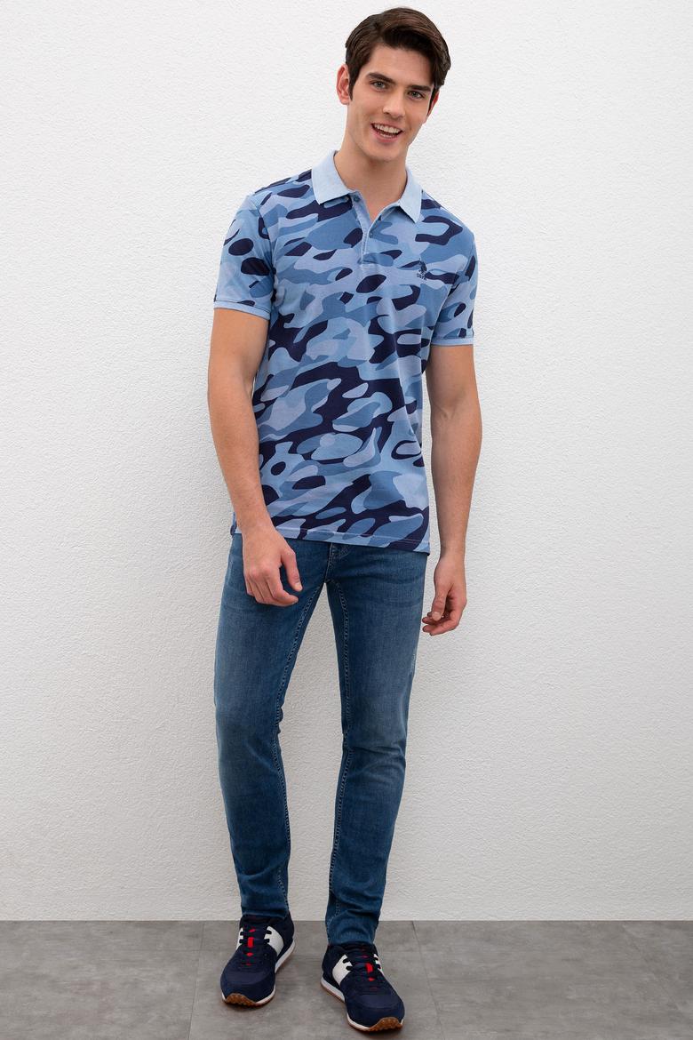 Erkek İndigo Polo Yaka Tişört - 50219206034