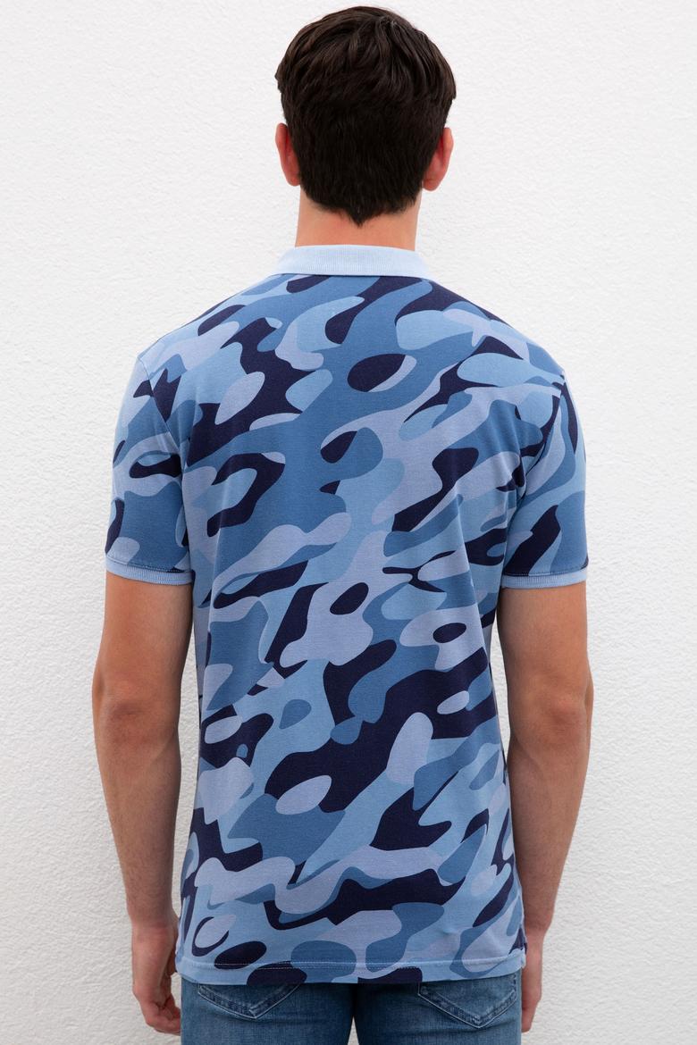 Erkek İndigo Polo Yaka Tişört - 50219206034