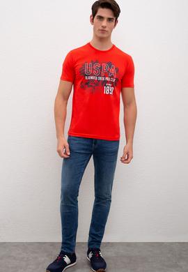 Erkek Açık Kırmızı Bisiklet Yaka T-Shirt - 50217974040