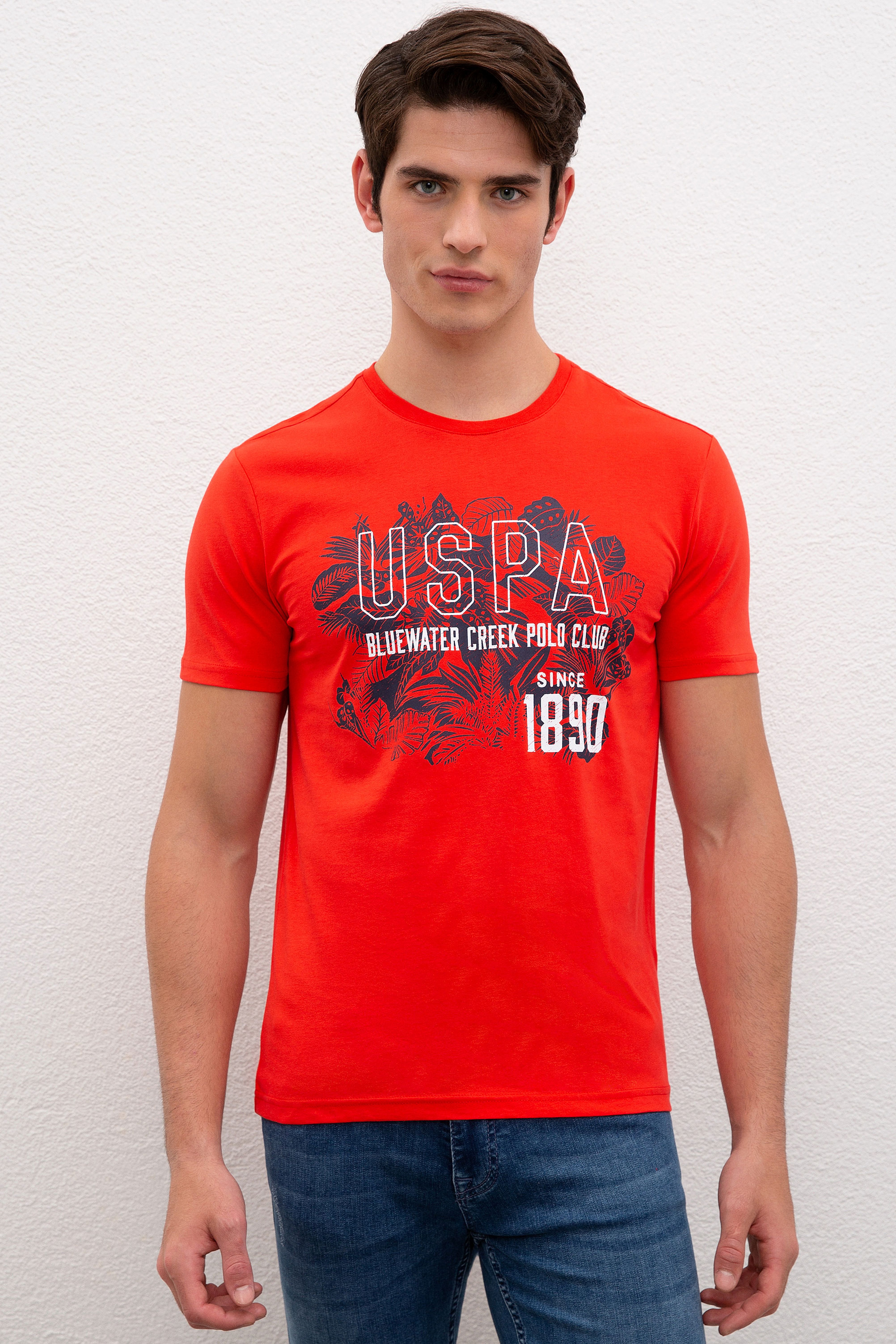 Erkek Açık Kırmızı Bisiklet Yaka T-Shirt - Image 1