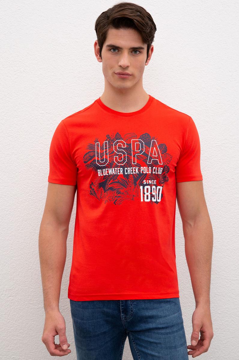 Erkek Açık Kırmızı Bisiklet Yaka T-Shirt