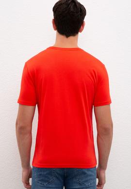 Erkek Açık Kırmızı Bisiklet Yaka T-Shirt - 50217974040