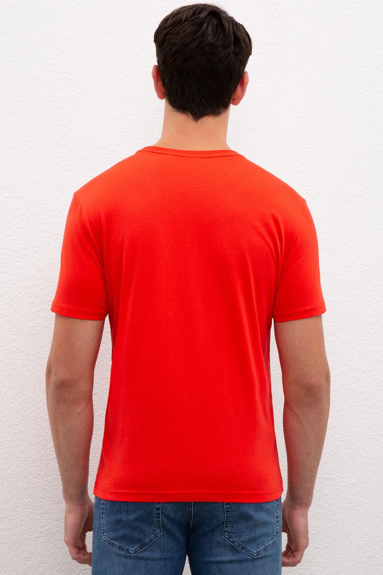 Erkek Açık Kırmızı Bisiklet Yaka T-Shirt - 50217974040