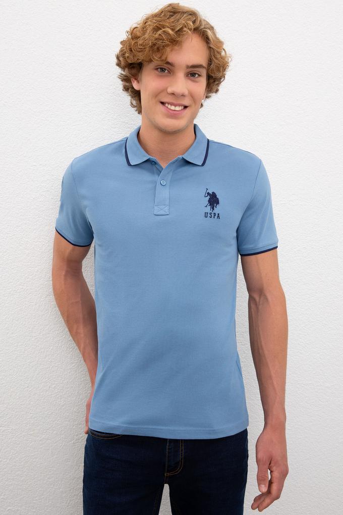 Erkek İndigo Polo Yaka T-Shirt Basic