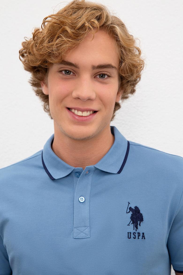 Erkek İndigo Polo Yaka T-Shirt Basic - 50222031024