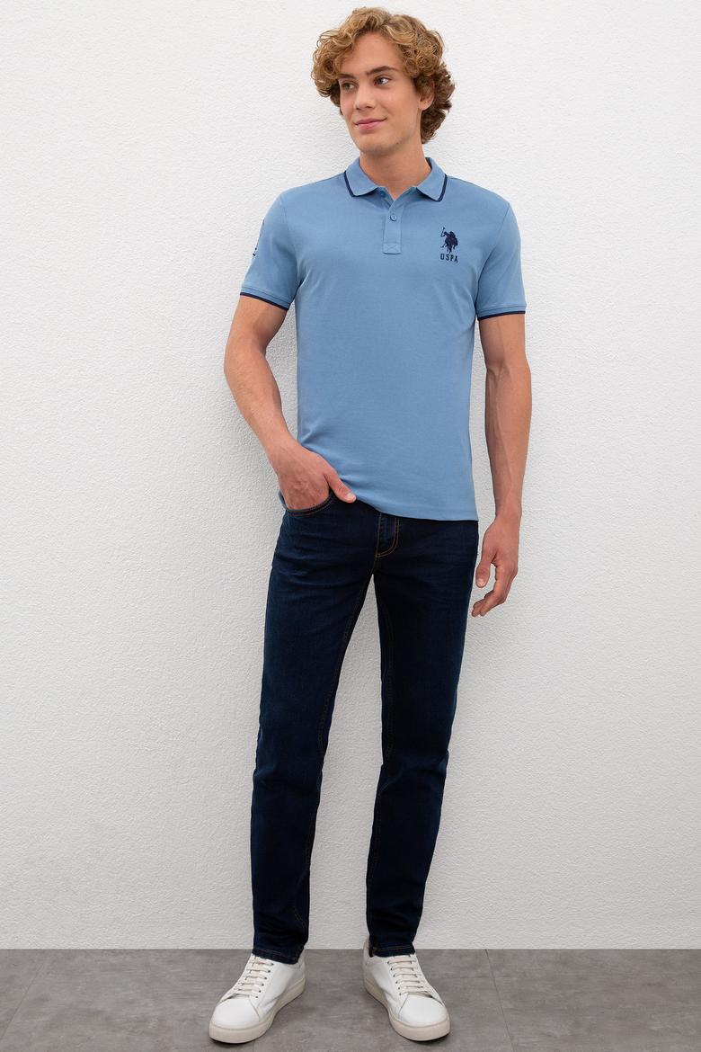 Erkek İndigo Polo Yaka T-Shirt Basic - 50222031024