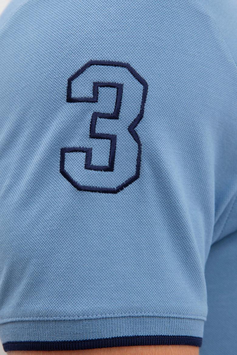 Erkek İndigo Polo Yaka T-Shirt Basic - 50222031024