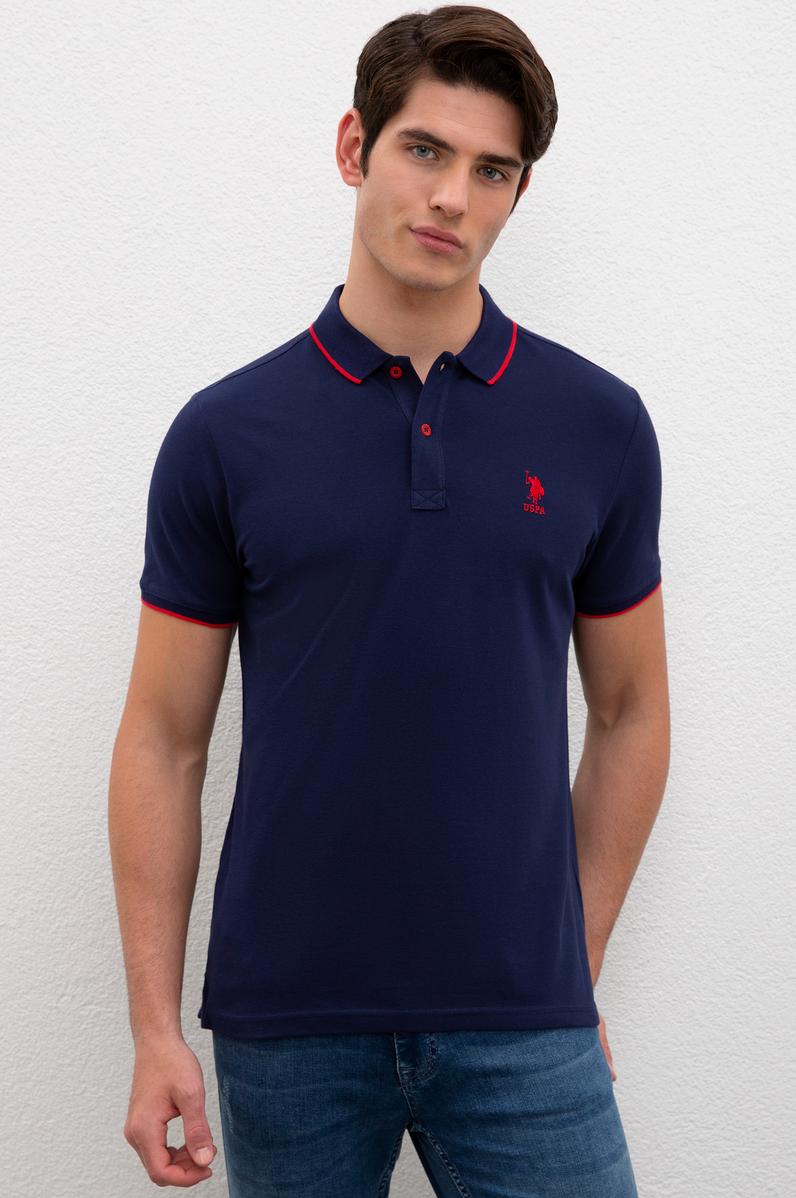 Erkek Lacivert Polo Yaka T-Shirt Basic