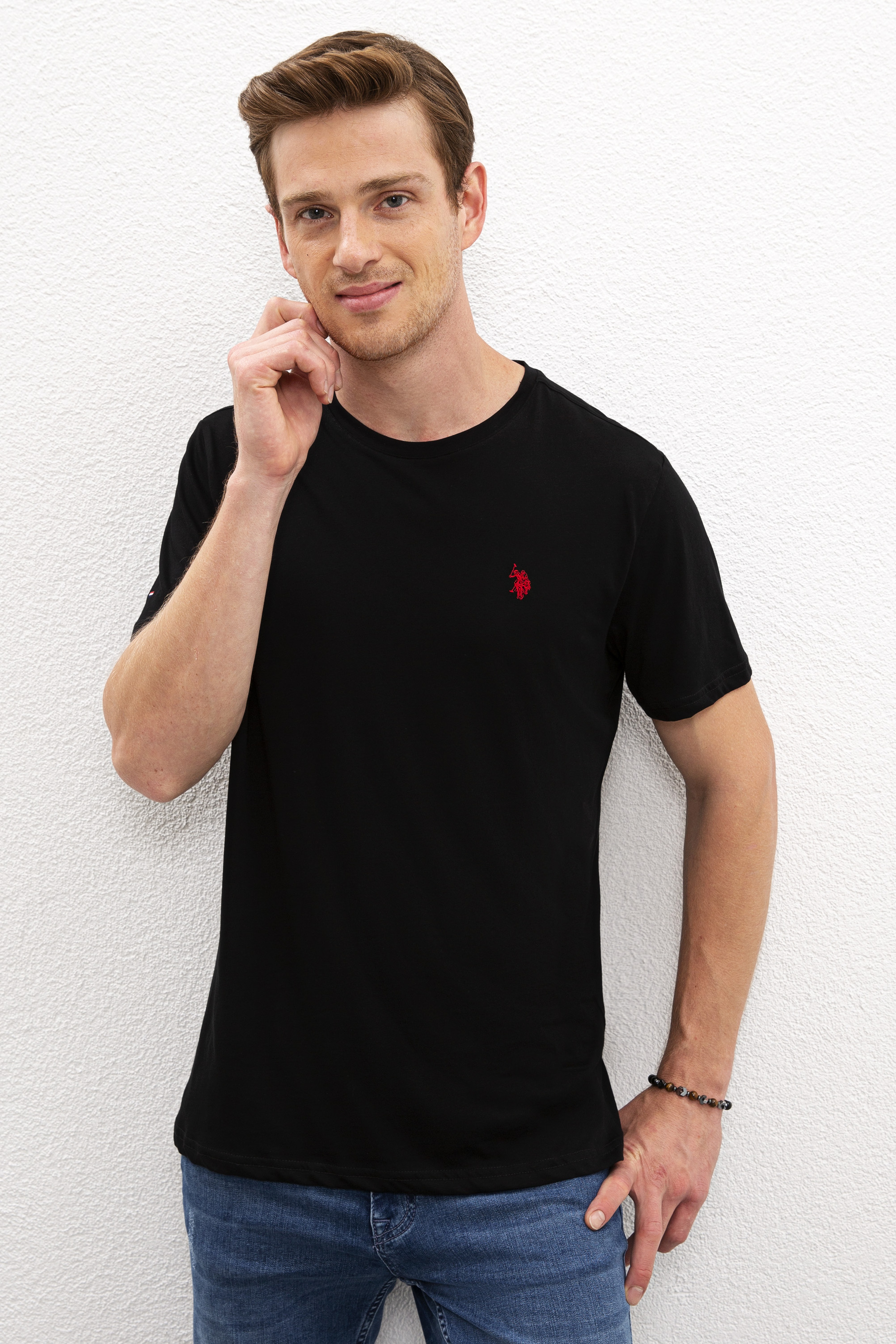 Erkek Siyah Bisiklet Yaka T-Shirt Basic