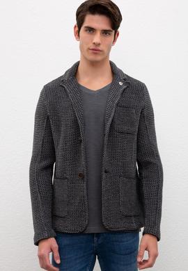 Erkek Gri Triko Hırka - 50207385011