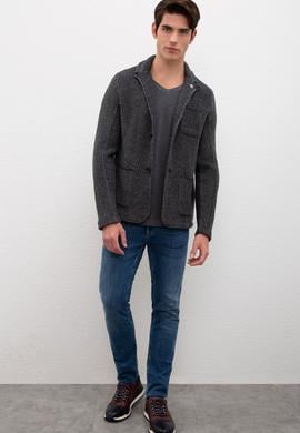 Erkek Gri Triko Hırka - 50207385011