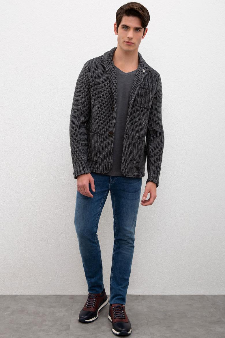 Erkek Gri Triko Hırka - 50207385011