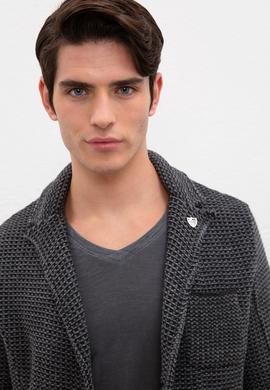 Erkek Gri Triko Hırka - 50207385011