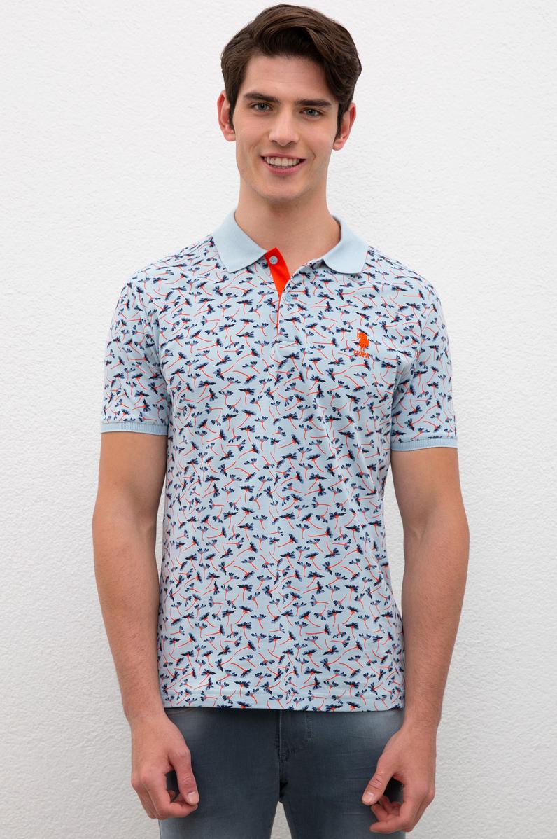 Erkek Açık İndigo Polo Yaka Tişört