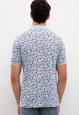 Erkek Açık İndigo Polo Yaka Tişört - 50217896018