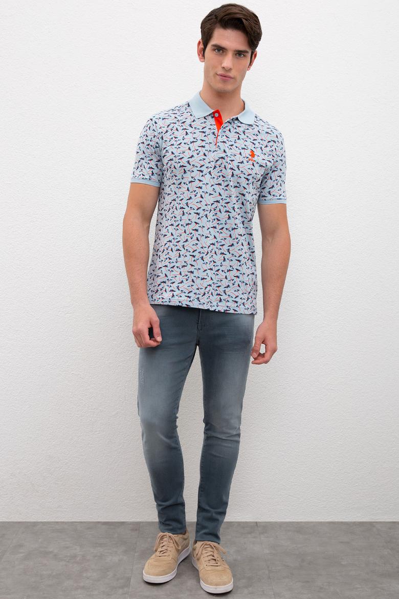 Erkek Açık İndigo Polo Yaka Tişört - 50217896018