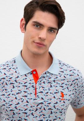 Erkek Açık İndigo Polo Yaka Tişört - 50217896018