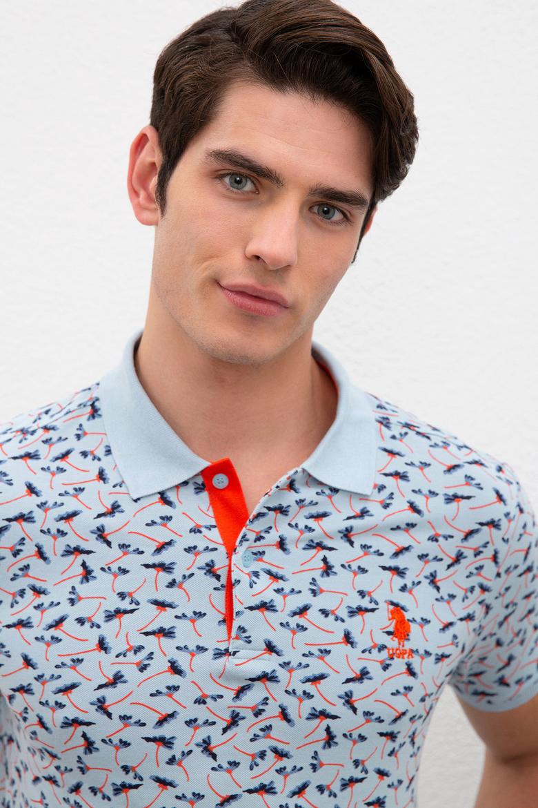 Erkek Açık İndigo Polo Yaka Tişört - 50217896018