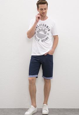 Erkek İndigo Dokuma Şort - 50218326018