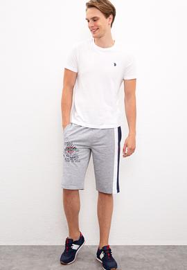 Erkek Gri Melanj  Örme Şort - 50218836019