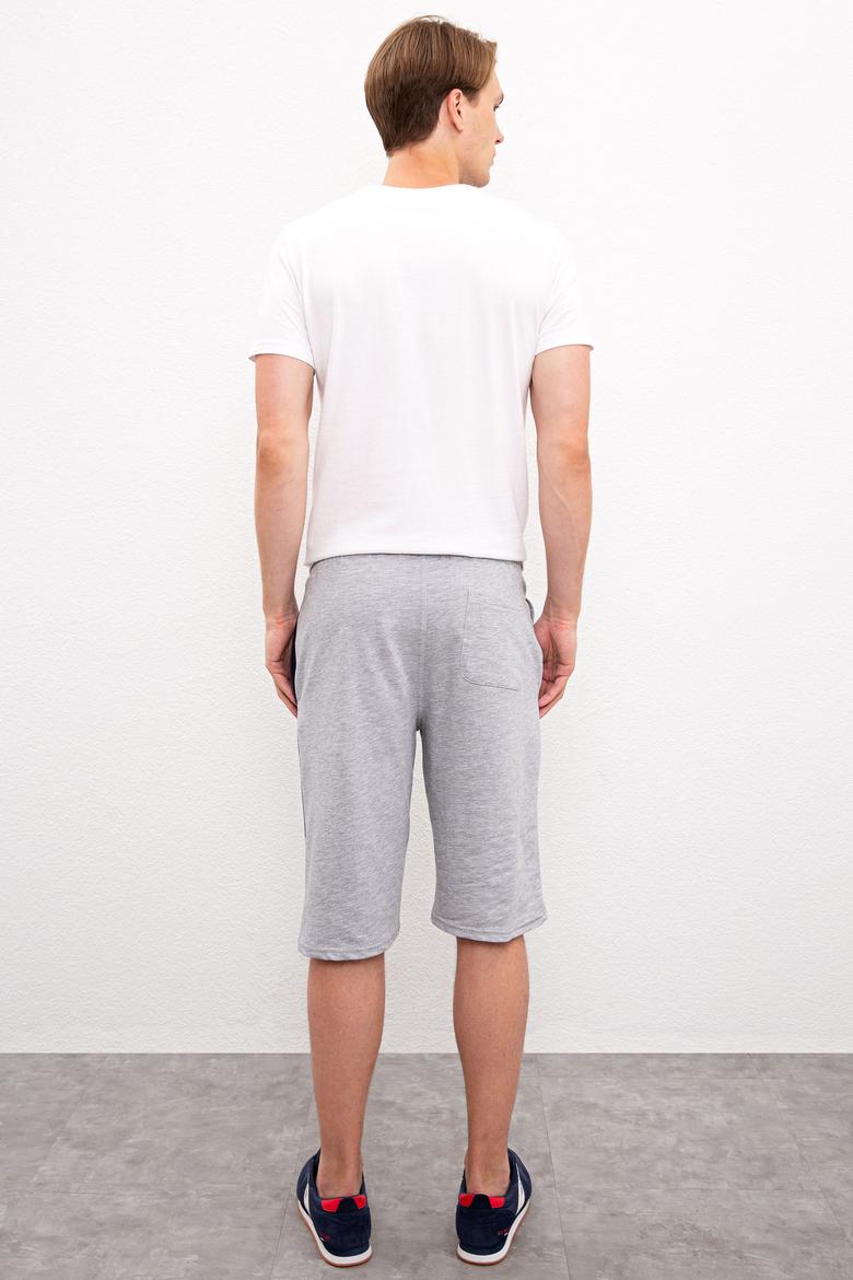 Erkek Gri Melanj  Örme Şort - 50218836019