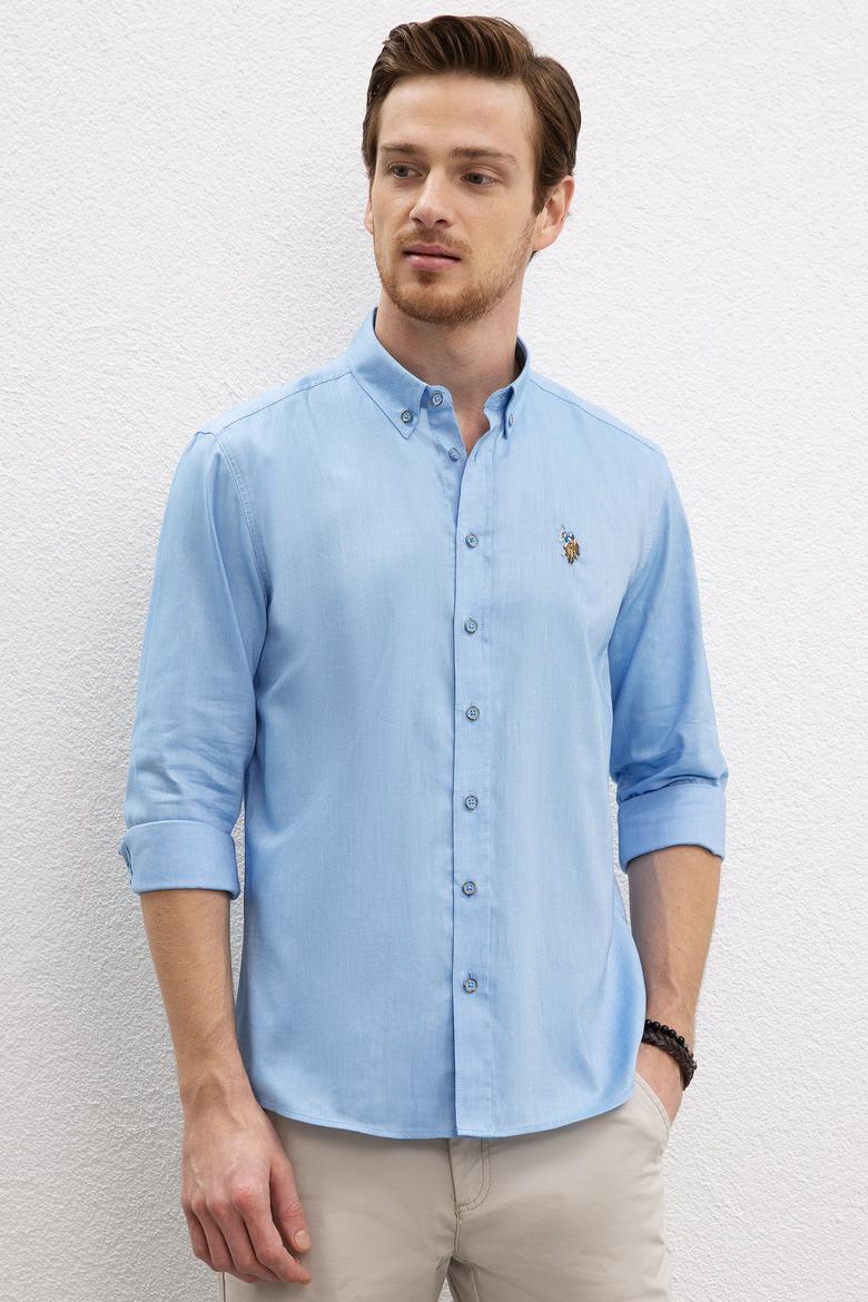 Erkek Mavi Gömlek Uzunkol Basic