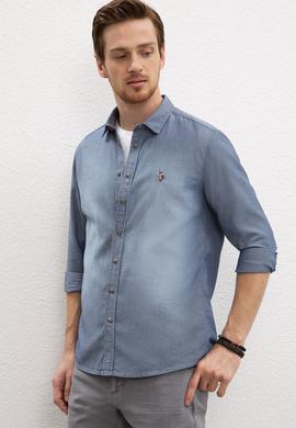 Erkek Mavi Denim Gömlek - 50219103004