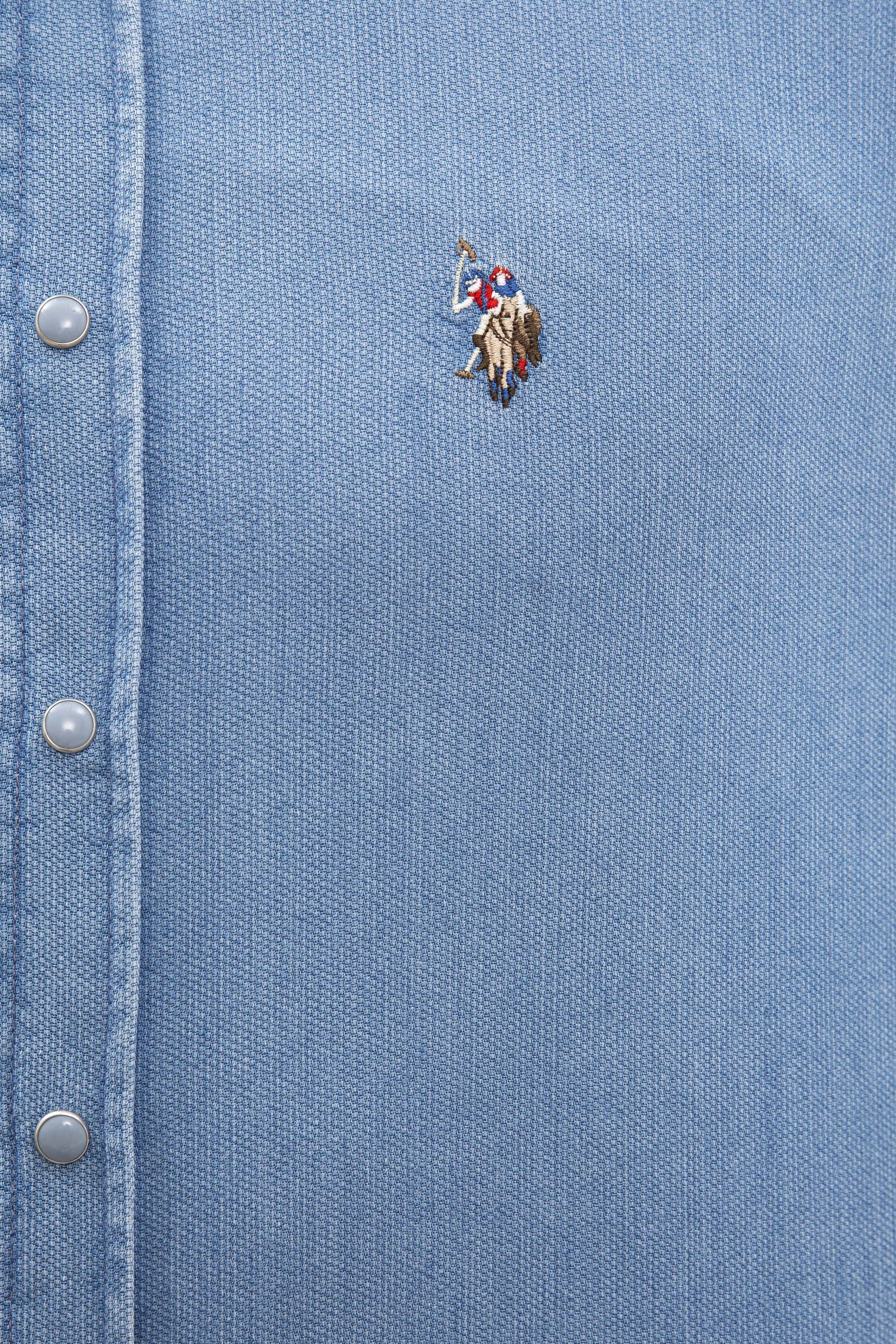 Erkek Mavi Denim Gömlek - Image 4