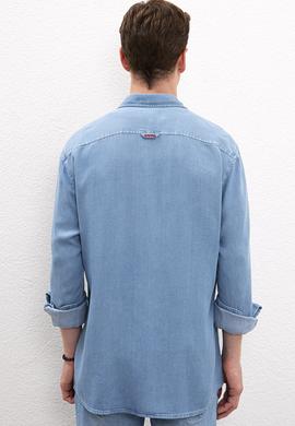 Erkek Mavi Denim Gömlek - 50219102010