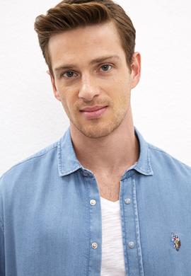 Erkek Mavi Denim Gömlek - 50219102010