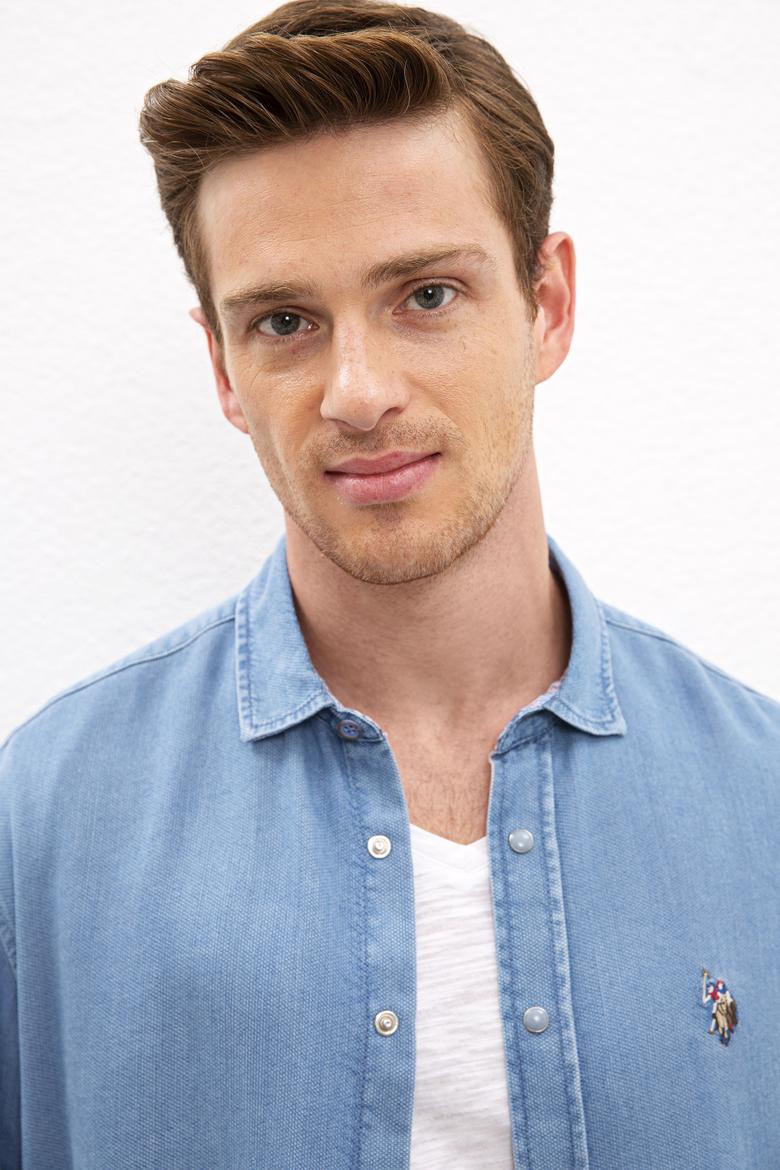 Erkek Mavi Denim Gömlek - 50219102010