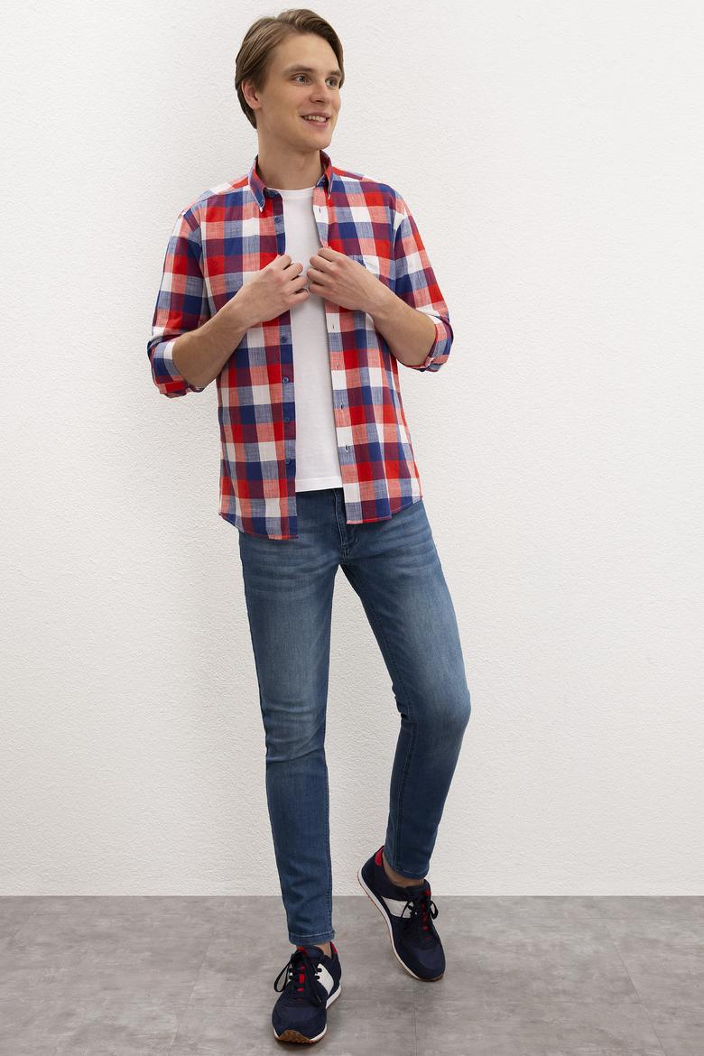 Erkek Kırmızı Uzun Kollu Gömlek - 50219364011