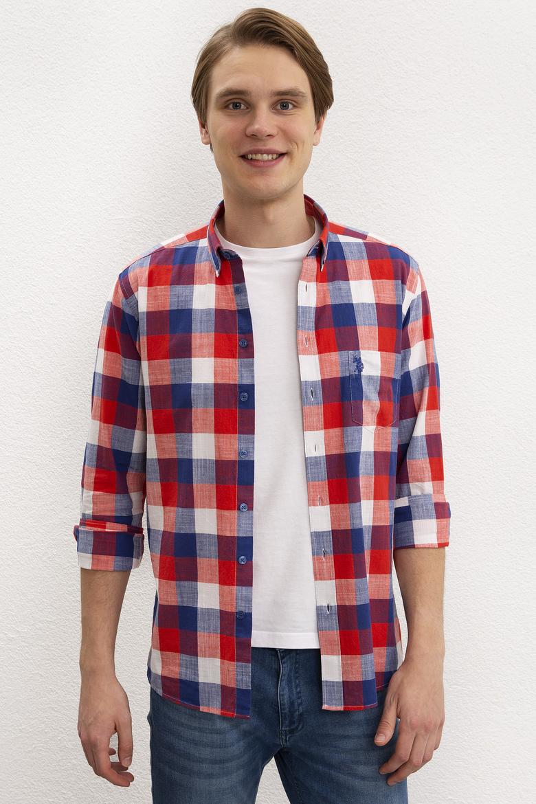 Erkek Kırmızı Uzun Kollu Gömlek