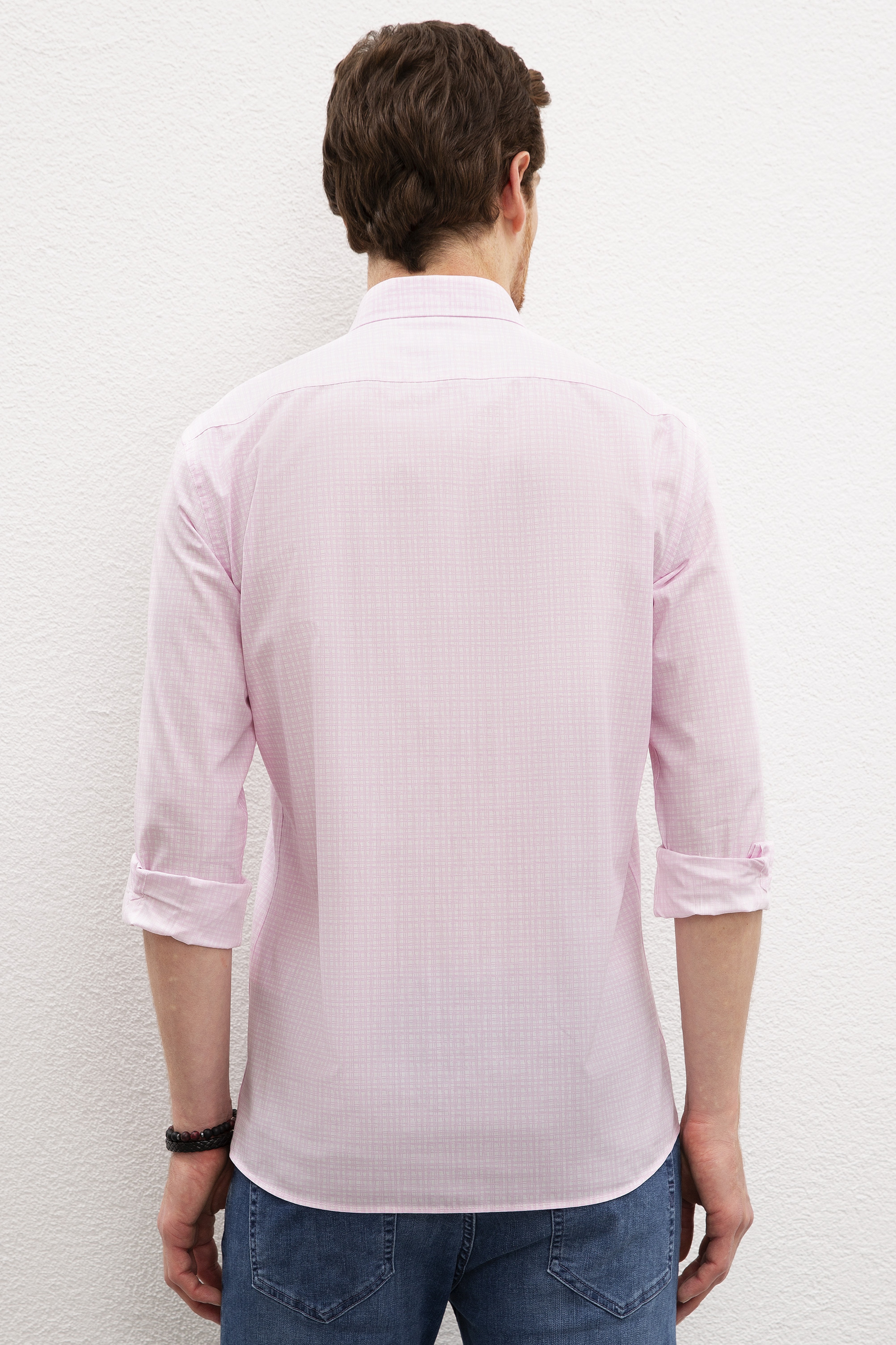 Erkek Pembe Uzun Kollu Gömlek - Image 3