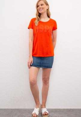 Kadın Nar Çiçeği Bisiklet Yaka T-Shirt - 50219882026