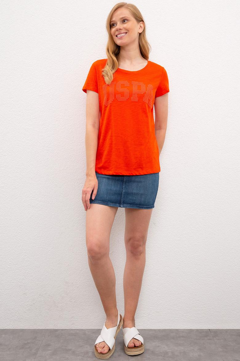 Kadın Nar Çiçeği Bisiklet Yaka T-Shirt - 50219882026