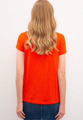 Kadın Nar Çiçeği Bisiklet Yaka T-Shirt - 50219882026