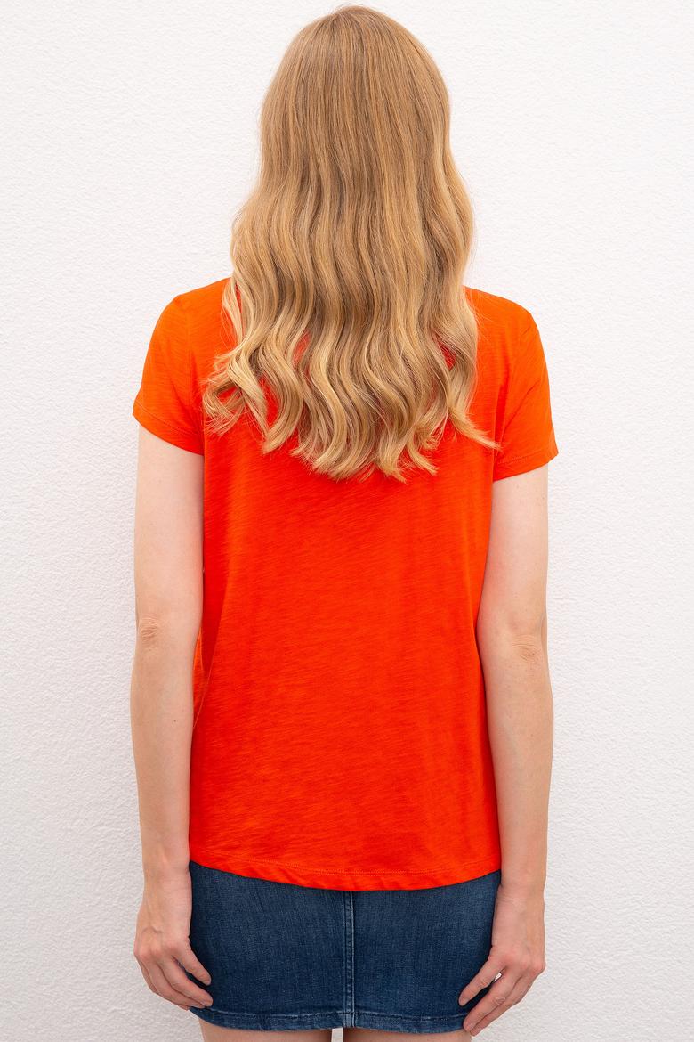 Kadın Nar Çiçeği Bisiklet Yaka T-Shirt - 50219882026