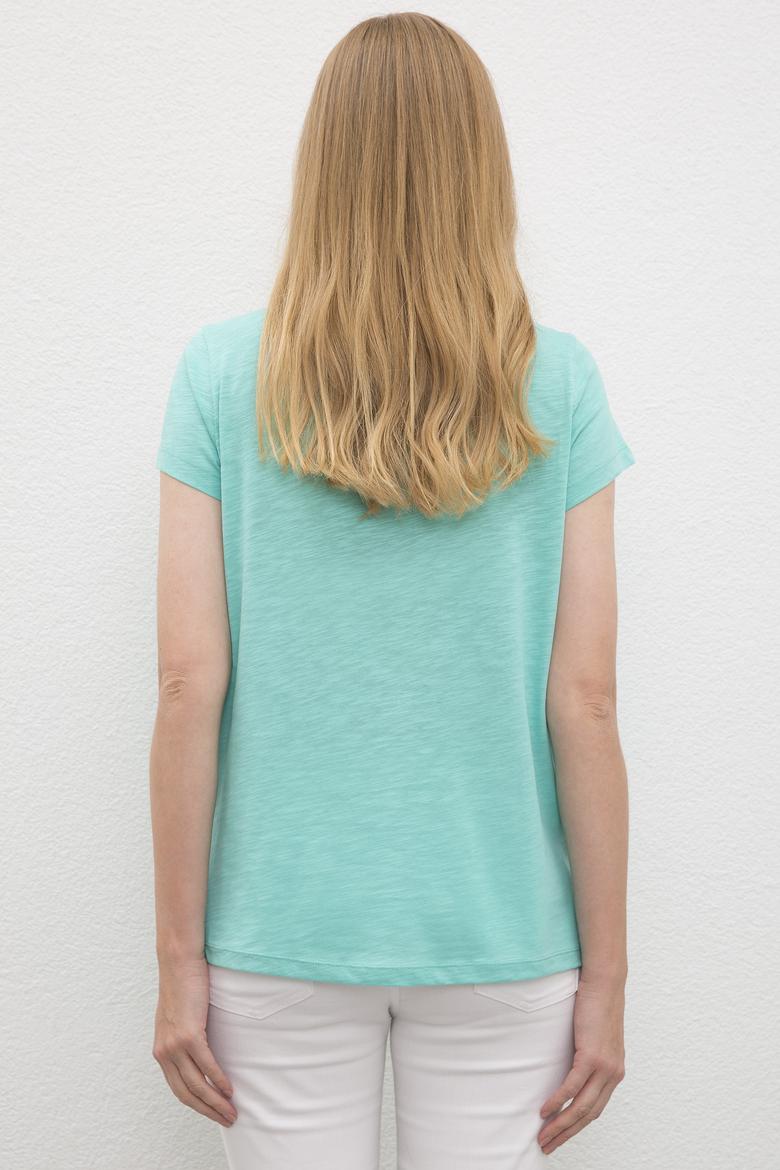 Kadın Mint Yeşili Bisiklet Yaka T-Shirt - 50219882038