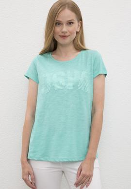 Kadın Mint Yeşili Bisiklet Yaka T-Shirt - 50219882038